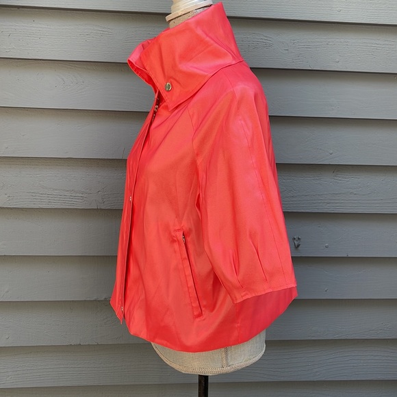 Samual Dong Ladies Coral Crop Jacket with Two Way Collar Bubble Sleeves Large - Picture 3 of 12